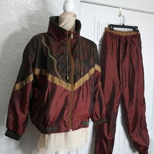 Vintage Active Attitudes women pant & jacket Size M Lined Metallic Colors Set